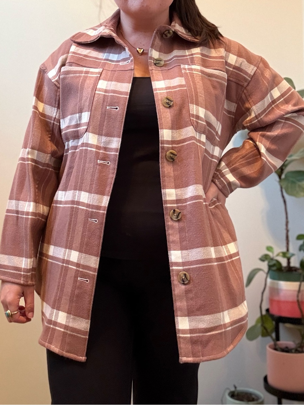 Pink/brown shacket - Picture 5 of 6